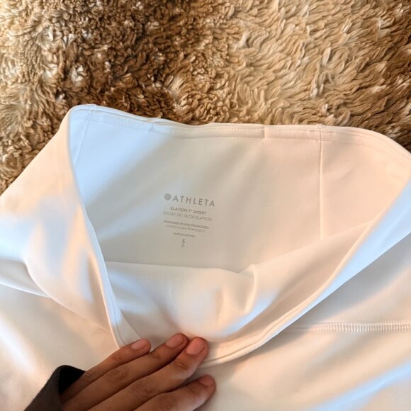 Athleta Elation white ultra high rise biker shorts S NWT - Picture 3 of 5